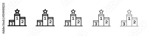 winner podium icon vector outline set illustration sign