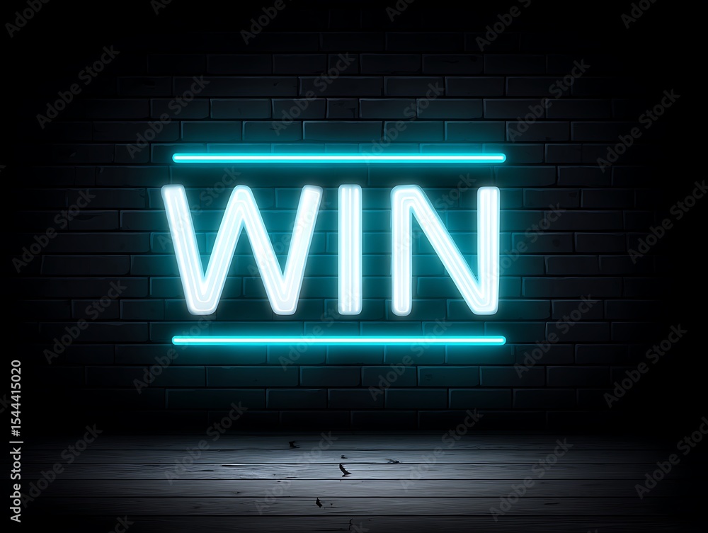 Obraz premium Neon Sign Winning on Brick Wall