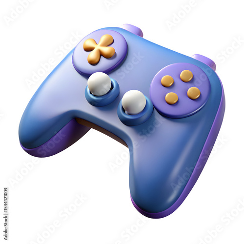 Stylized 3d render of a purple and blue game controller