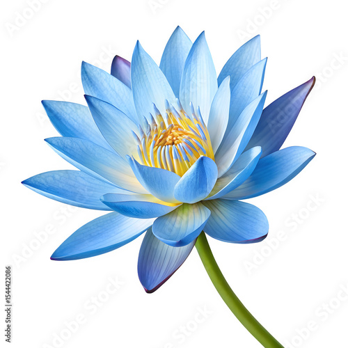 Vibrant blue lotus flower isolated on transparent background