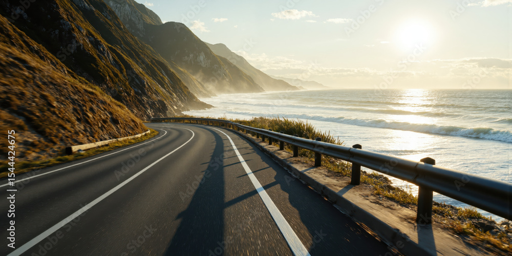custom made wallpaper toronto digitalCoastal Road Journey Winding asphalt road hugs dramatic coastline with ocean waves crashing against cliffs below. Guard rails and white