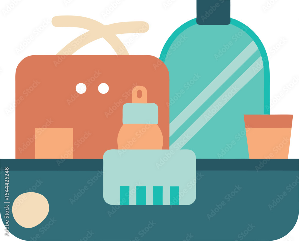 Flat Design of Cozy Vacation Items Including Travel Accessories Flat Design of Cozy Vacation Items Including Travel Accessories