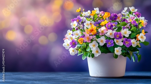 Wallpaper Mural Colorful potted flowers, spring bokeh, table, greeting card Torontodigital.ca
