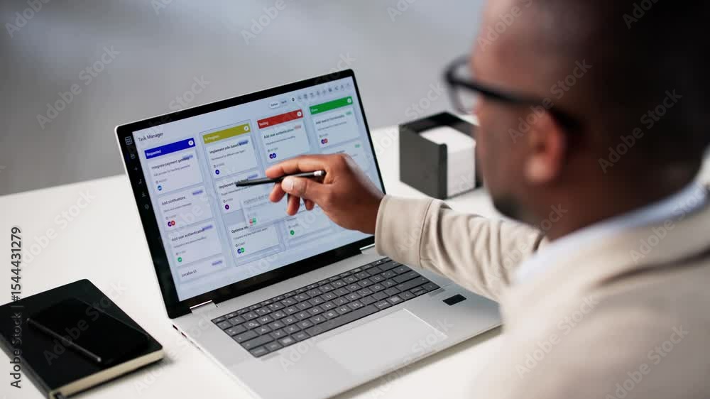 Kanban Project Management Software On Laptop Kanban Project Management Software On Laptop