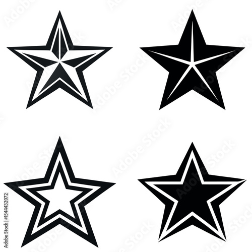 Four Black and White Star Graphics Designs on a White Background
