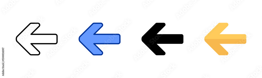 Left Arrow icon sheet multiple style collection Left Arrow icon sheet multiple style collection