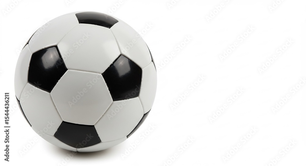 Naklejka premium Classic soccer ball sharply lit against white background. AI Generated