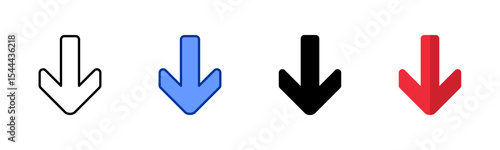 Down Arrow icon sheet multiple style collection