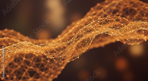 Golden network gently flows warm light. AI Generated