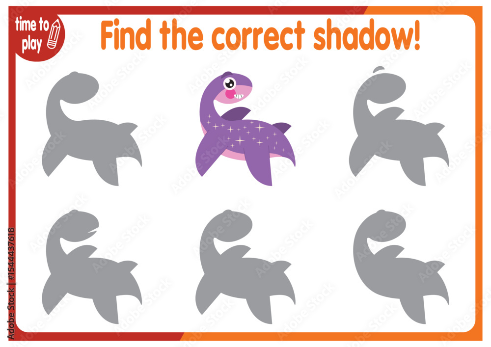 Fototapeta premium find the correct shadow shape. Kids educational puzzle. Funny little wild mammal cartoon character. Find the correct silhouette. Kids logic educational task. Vector