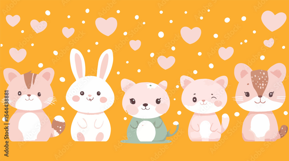 Naklejka premium happy easter card , Cute animal characters in a b seamless pattern