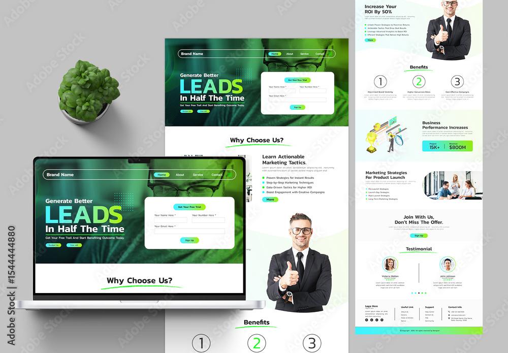 Lead Generation Landing Page Layout For Digital Agency Stock Template ...