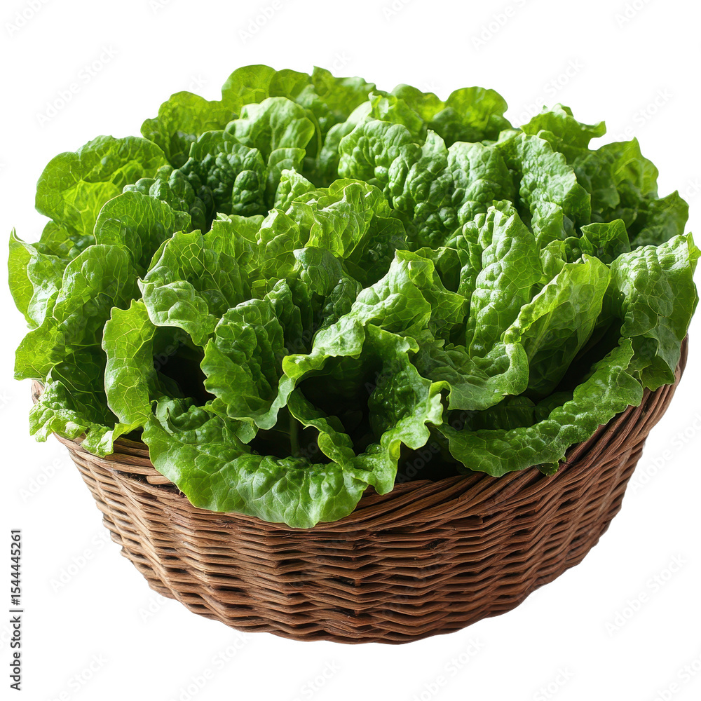 Basket of lettuce isolated on transparent background. Generative AI.. Basket of lettuce isolated on transparent background. Generative AI..