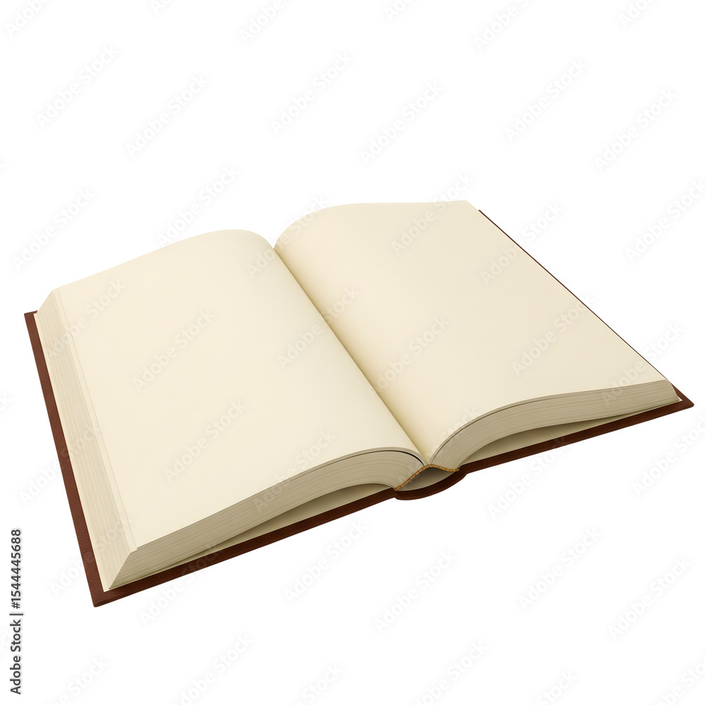 Open blank book with brown cover isolated on white background Open blank book with brown cover isolated on white background