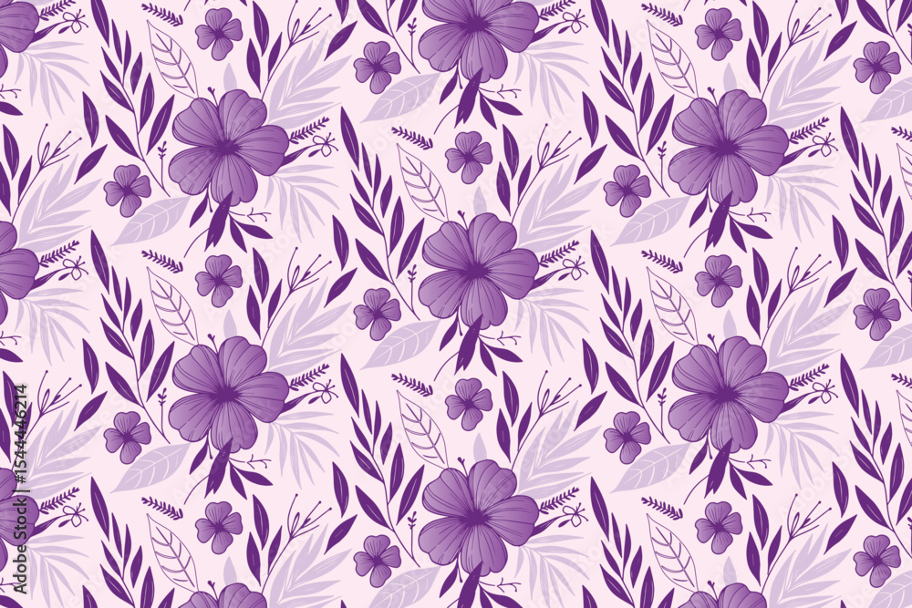 Fototapeta premium botanical flower repeat design with seamless layout and doodle floral sketches created for fashion and textile usage