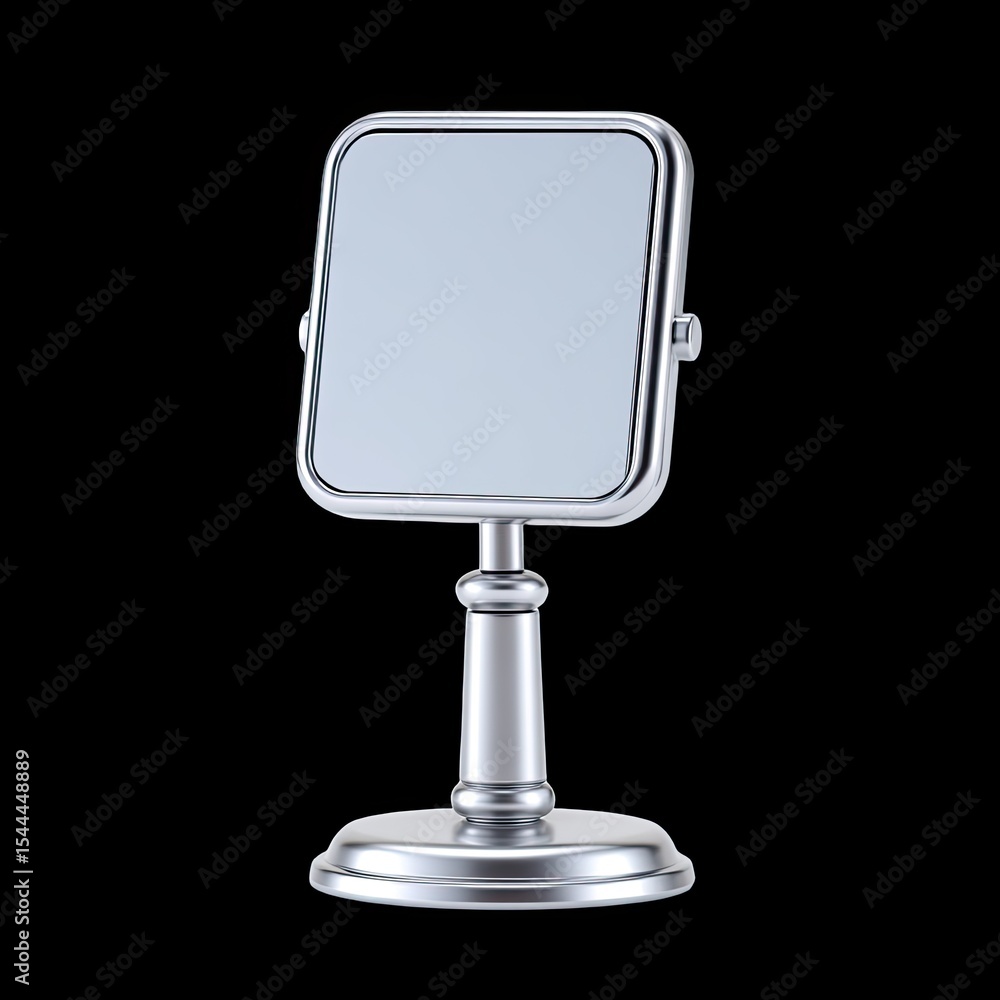 Obraz premium Sleek, modern square makeup mirror with foldable stand, perfect for beauty routines and personal grooming. Its elegant design adds touch of sophistication to any space