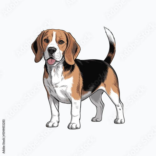vector illustration of Beagle dog Standing upright