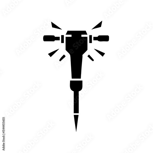 Jackhammer Icon Handheld Demolition Tool with Handle Vector Silhouette Flat Icon Design