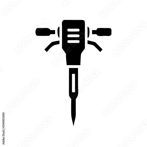 Jackhammer Icon Handheld Breaker Tool with Handle Vector Silhouette Flat Icon Design