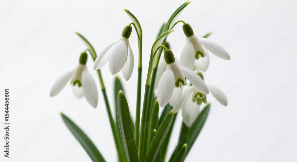 Fototapeta premium 春の雪割草 優雅に咲く白い花 柔らかな光. AI Generated