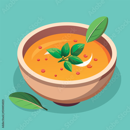 Delicious bowl of creamy soup with herbs.