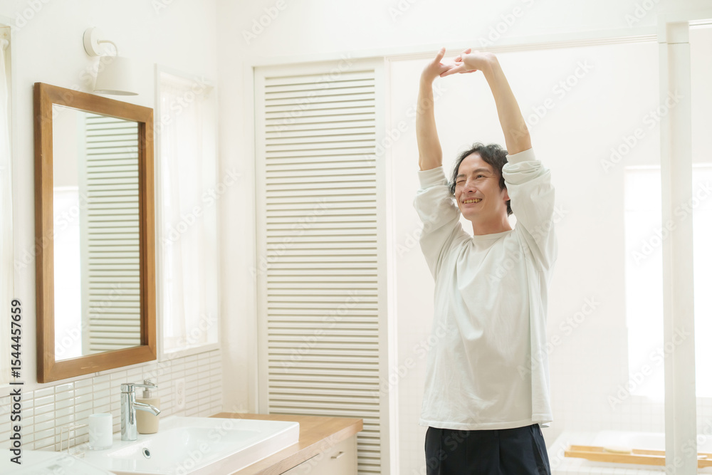 ストレッチをする男性 ストレッチをする男性