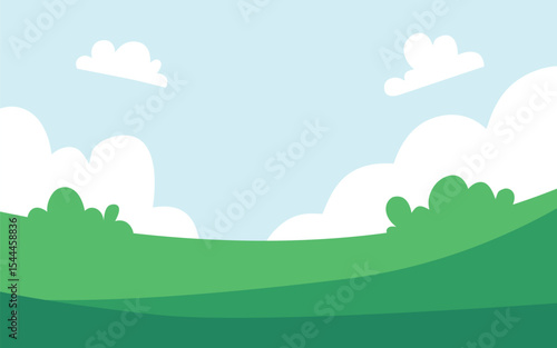 Whispers of the Green Meadow Landscape Illustration