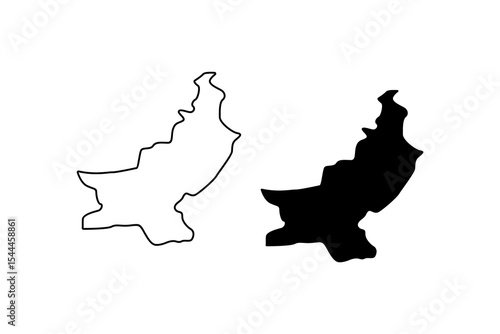 Pakistan detailed outline and filled map, suitable for educational materials, travel guides, presentations, and geographic studies on Pakistans terrain.