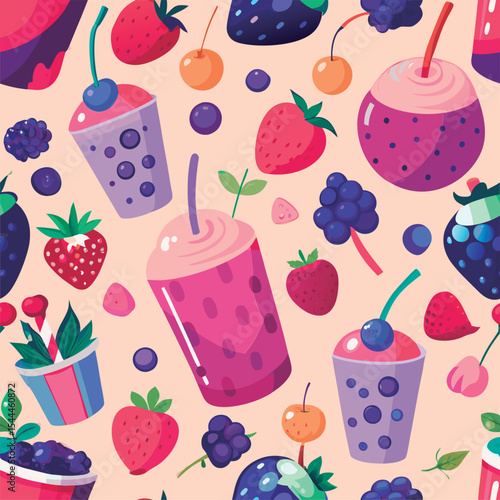Colorful fruit smoothie pattern design.