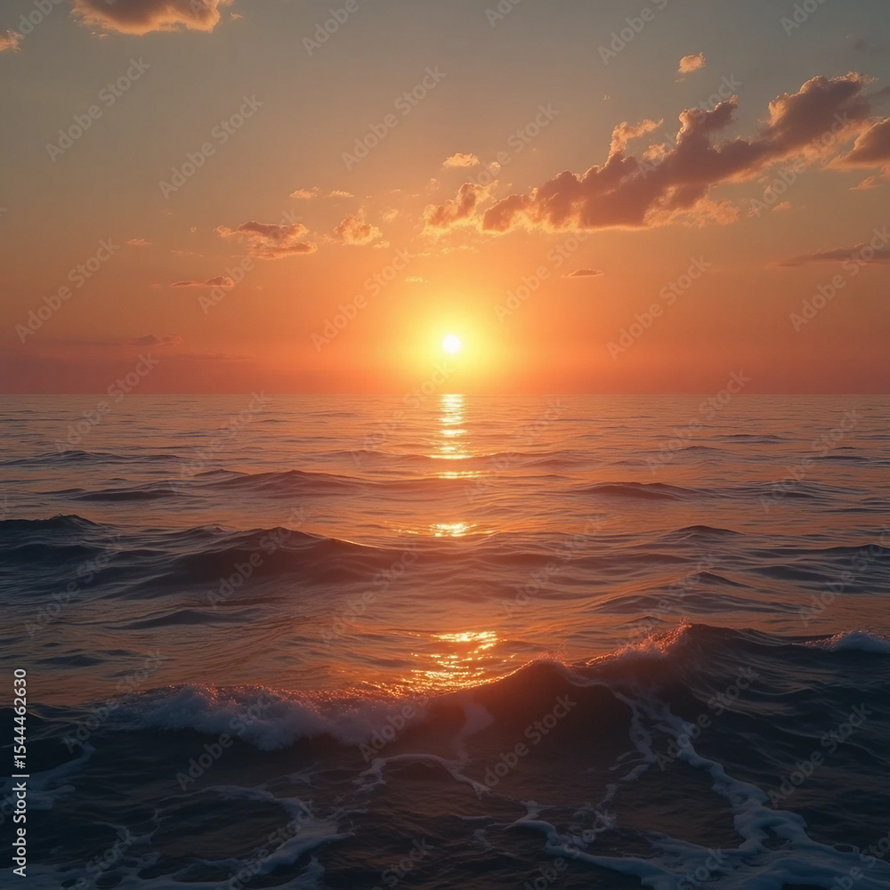 Golden Hour Ocean Sunset: A Captivating Seascape with a Radiant Sun Setting Over Gently Rippling Waves, Reflecting Warm Hues Across the Water and Sky. Golden Hour Ocean Sunset: A Captivating Seascape with a Radiant Sun Setting Over Gently Rippling Waves, Reflecting Warm Hues Across the Water and Sky.