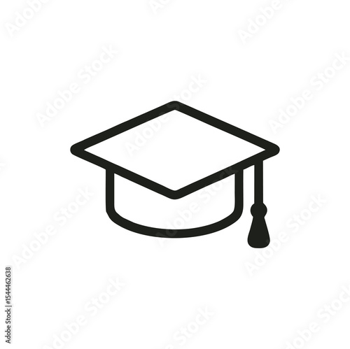 A clean and symbolic illustration featuring a graduation cap (mortarboard) and a rolled diploma tied with a ribbon, representing achievement, education, and academic success—perfect for school, colleg