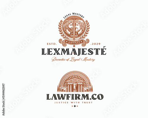 Vintage classic unique Legal and Law Firm, attorney logo template
