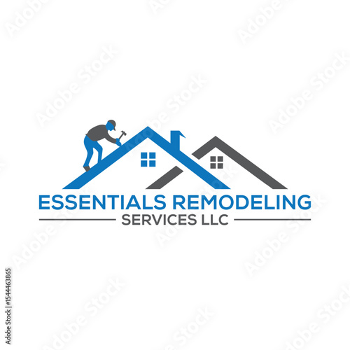 Bold and professional roofing and remodeling logo design, ideal for contractors and home improvement businesses. Features rooftops, tools, or house elements to represent quality and trust.