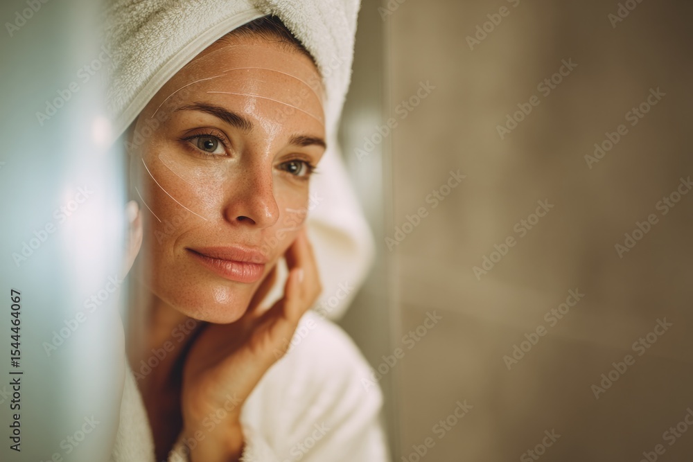 Woman applying skincare in soft lighting, showcasing innovative Woman applying skincare in soft lighting, showcasing innovative