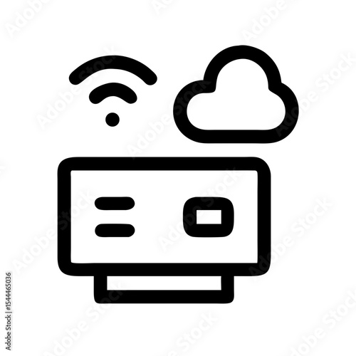Smart air quality monitor icon.  This smart device monitors air quality and connects wirelessly to cloud storage for data analysis.