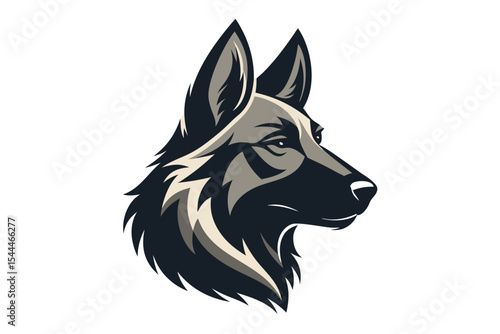 Majestic German Shepherd Head Profile Illustration on a Clean White Background
