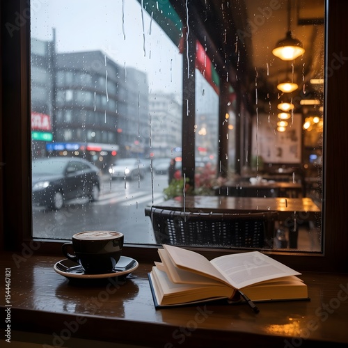 Cozy Monsoon Retreat: Warm Cafe Sanctuary Amidst Heavy Rain