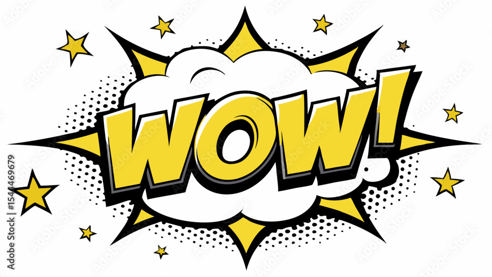 Fototapeta premium Comic Wow Text Cloud Pop Explosion Starburst vector illustration