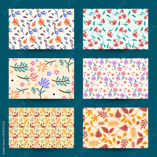 Spring Pattern Collection – Floral and Seasonal Seamless Designs with Flowers, Leaves, and Pastel Colors for Fabric, Stationery, and Digital Projects

