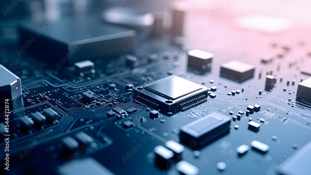 Detailed close up of a modern electronic circuit board Detailed close up of a modern electronic circuit board