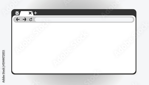 Minimalistic Browser Window Illustration With Blank White Screen and Controls