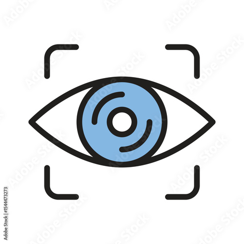 A modern line style icon showing eye scan technology