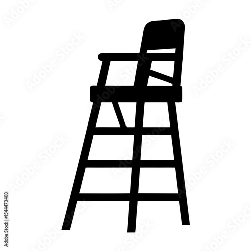 Black silhouette of a lifeguard chair isolated on white background