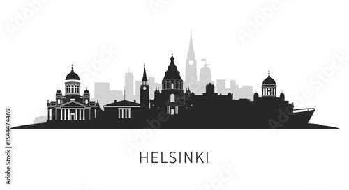 Helsinki Skyline with Finland Cityscape Silhouette.
