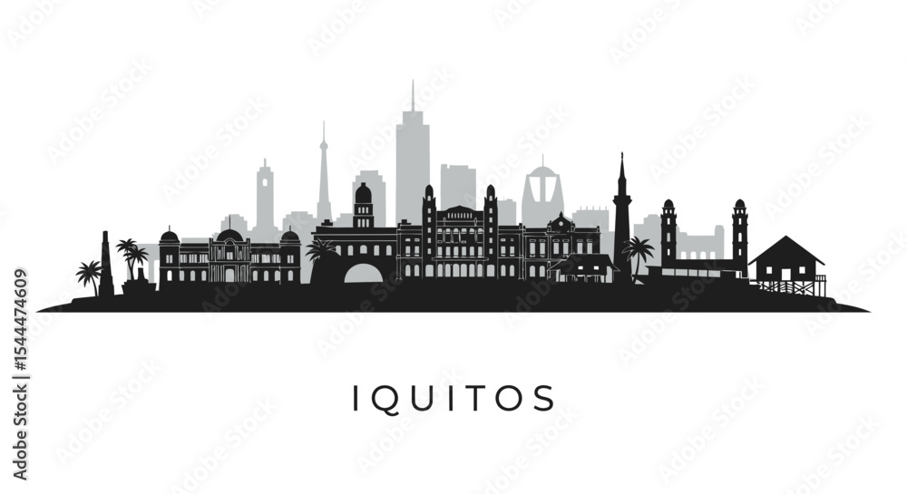 Obraz premium Iquitos Skyline with Peru Cityscape Vector.