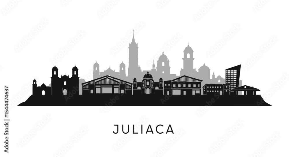Juliaca Skyline Cityscape Silhouette Peru. Juliaca Skyline Cityscape Silhouette Peru.