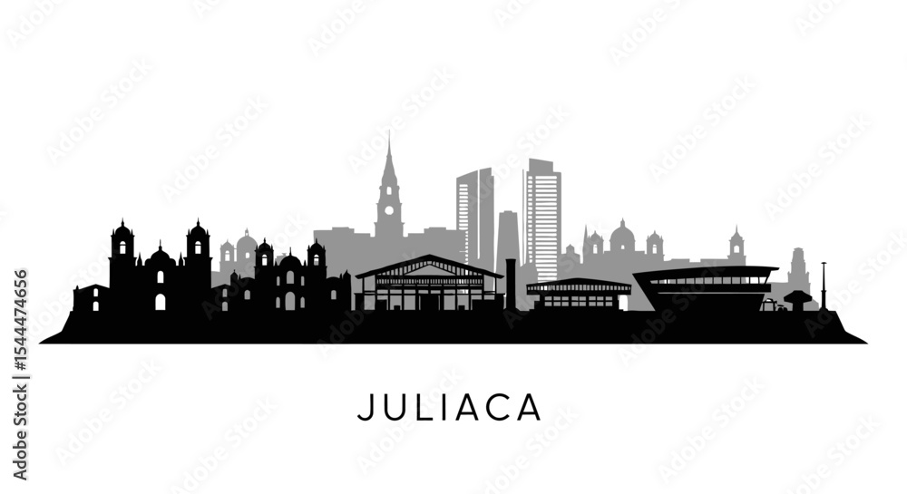 Naklejka premium Juliaca Skyline Peru Cityscape Silhouette.