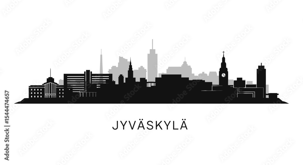 Obraz premium Jyvaskyla Finland Skyline Silhouette Vector.