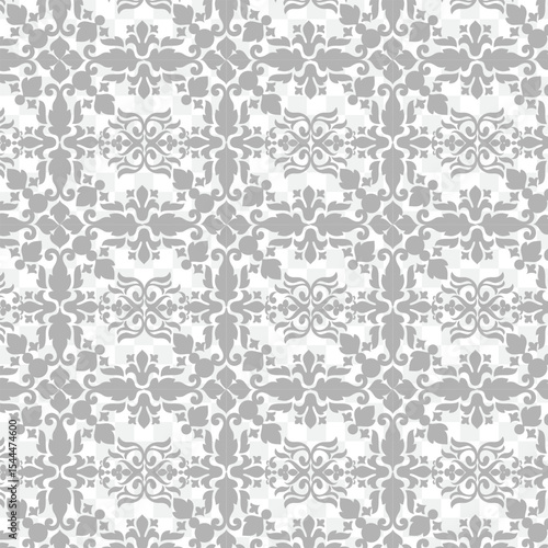 Elegant Gray Floral Mandala Geometric Pattern on White Background – Decorative Vector Illustration for Design, Print, and Digital Art