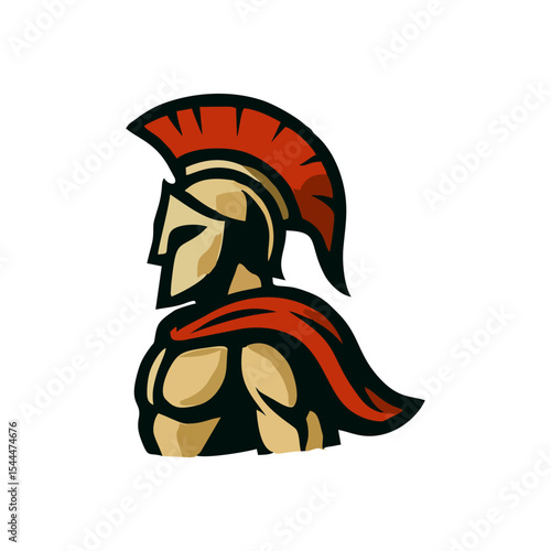 Gladiator vector mascot logo design for spartan helmet warrior character battle armor ancient symbol shield drawing graphic concept epic soldier mythology heroic history illustration